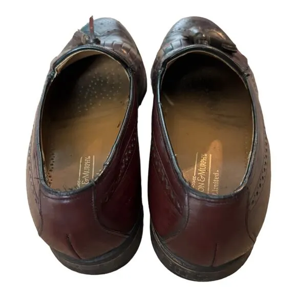 Johnston Murphy Limited Collection Burgundy Leather Wingtip Shoes Men's size 10