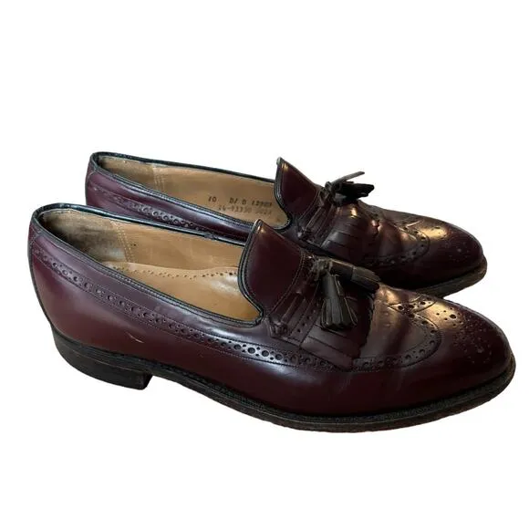 Johnston Murphy Limited Collection Burgundy Leather Wingtip Shoes Men's size 10