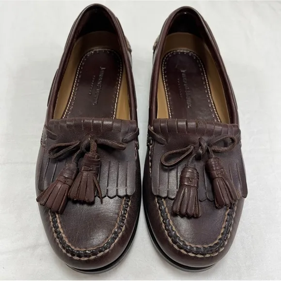 Johnston Murphy Tassel Loafers Genuine Brown Leather Shoes
