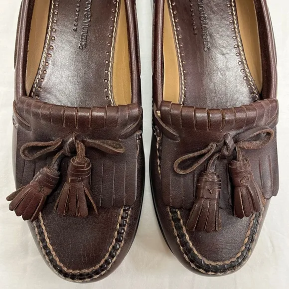 Johnston Murphy Tassel Loafers Genuine Brown Leather Shoes