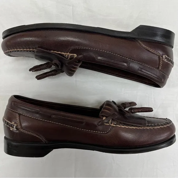 Johnston Murphy Tassel Loafers Genuine Brown Leather Shoes
