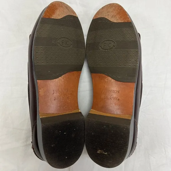 Johnston Murphy Tassel Loafers Genuine Brown Leather Shoes
