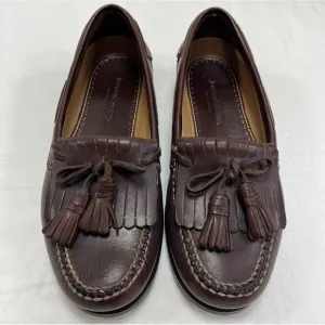 Johnston Murphy Tassel Loafers Genuine Brown Leather Shoes