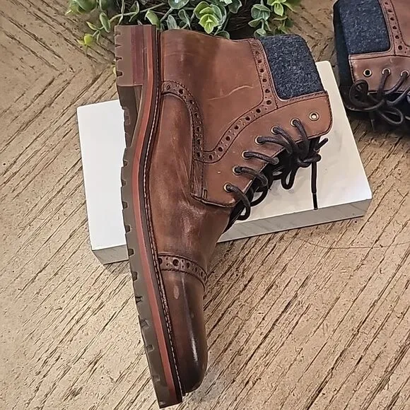 Johnston &amp; Murphey brown leather boots size 11