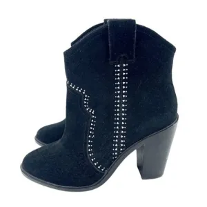 Joie Boots Black Suede Leather Studded Ankle Bootie SZ 38.5 EU NEW $365