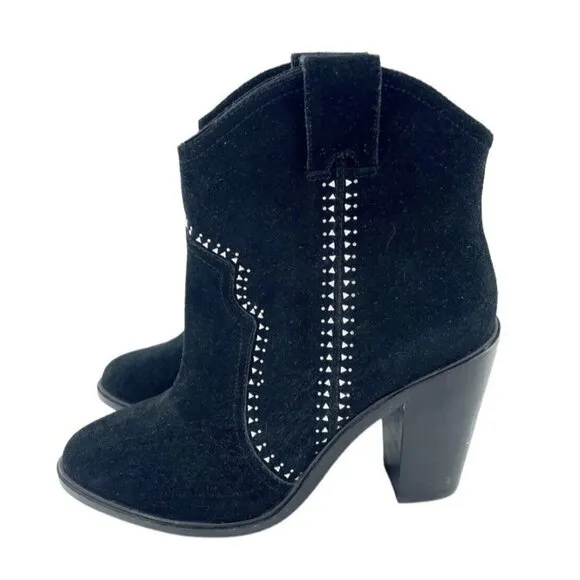 Joie Boots Black Suede Leather Studded Ankle Bootie SZ 38.5 EU NEW $365