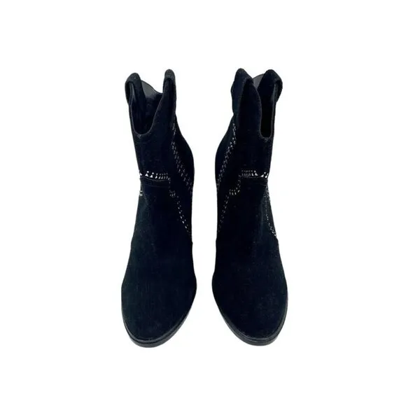 Joie Boots Black Suede Leather Studded Ankle Bootie SZ 38.5 EU NEW $365