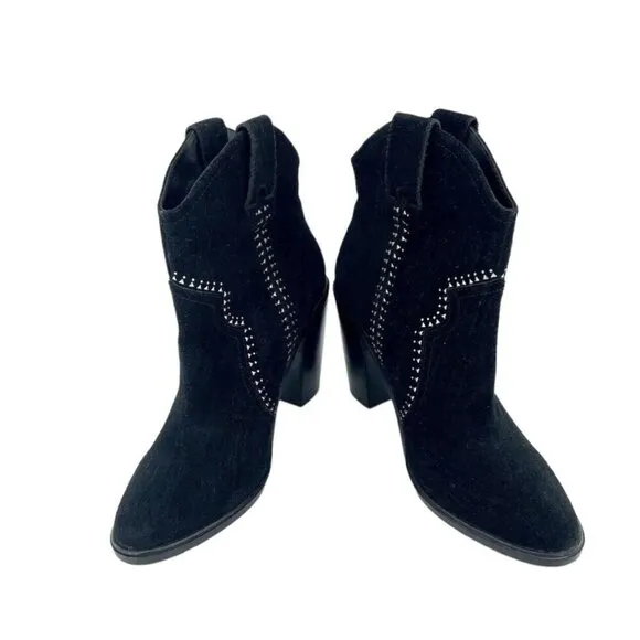 Joie Boots Black Suede Leather Studded Ankle Bootie SZ 38.5 EU NEW $365