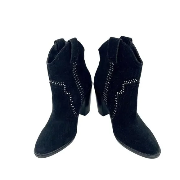 Joie Boots Black Suede Leather Studded Ankle Bootie SZ 38.5 EU NEW $365
