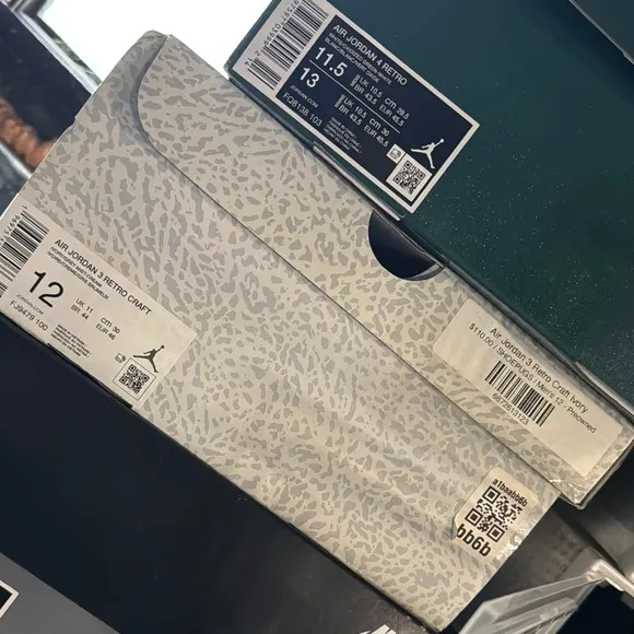 Jordan 3 craft white cream size 12
