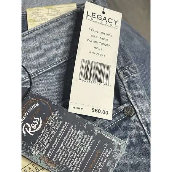 Jordan Craig Legacy Edition Ross Men's Tundra Blue Jeans Size 34x32