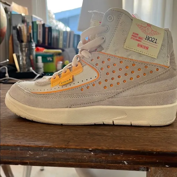 Jordan Cream and Orange High-Top Sneakers (worn 1x, practically new)
