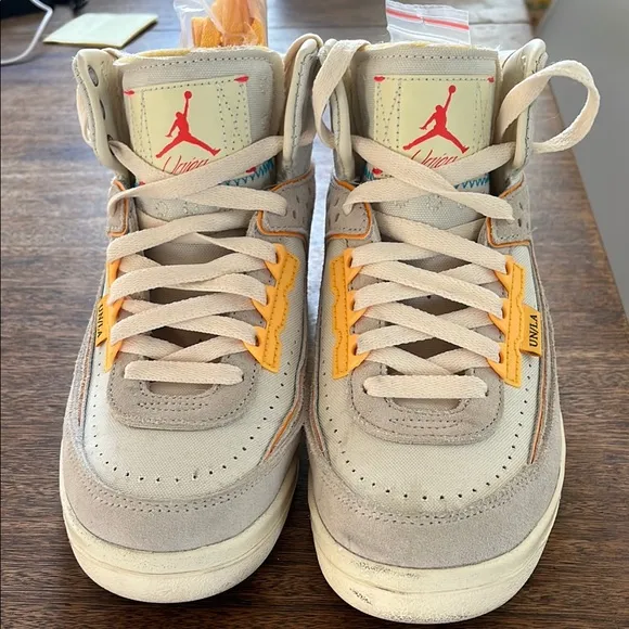 Jordan Cream and Orange High-Top Sneakers (worn 1x, practically new)