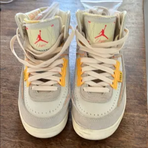 Jordan Cream and Orange High-Top Sneakers (worn 1x, practically new)