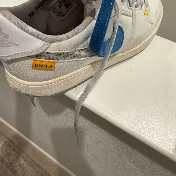 Jordan White and Blue Athletic Shoes Retro Style