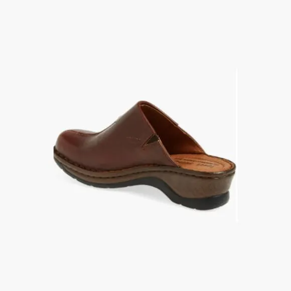 Josef Seibel Carole Clogs Marone Brown Leather Slip On Shoes Size:EU 37 US 6-6.5