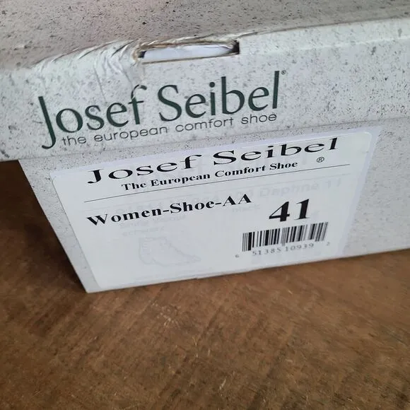 Josef Seibel Daphne Black Leather Block Heel Ankle Boots Women’s Size 41 NEW