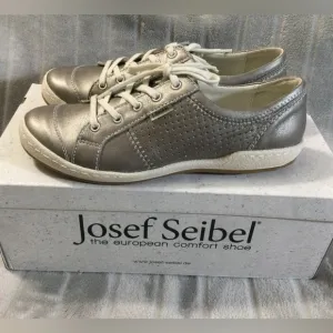 Josef Seibel Silver Leather Sneakers EU 37 US 6 to 6.5