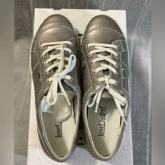 Josef Seibel Silver Leather Sneakers EU 37 US 6 to 6.5