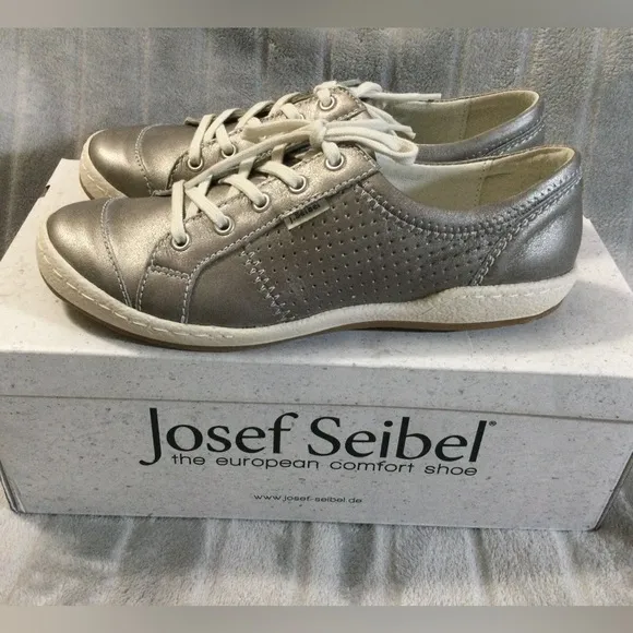 Josef Seibel Silver Leather Sneakers EU 37 US 6 to 6.5