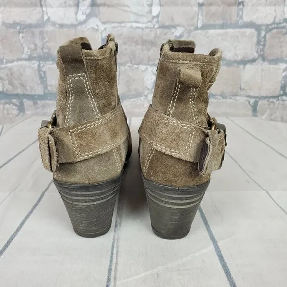 Josef Seibel Suede Harness Sage Green Ankle Boots Size 39/8-8.5