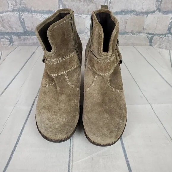 Josef Seibel Suede Harness Sage Green Ankle Boots Size 39/8-8.5