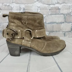 Josef Seibel Suede Harness Sage Green Ankle Boots Size 39/8-8.5