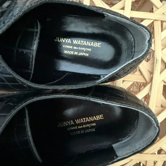 Junya Watanabe Comme des Garcons black croc embossed Oxford derby shoes M US 8.5