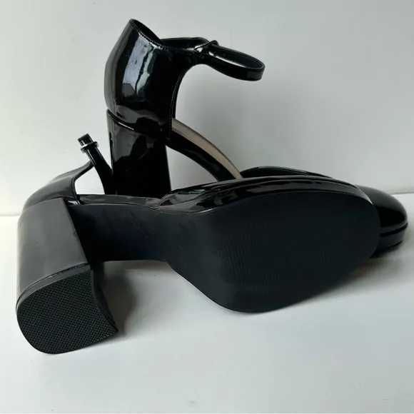 JustFab Women High heels Black, Size:8  Straps Buckle Block Heel