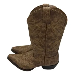 Justin 107JR Brown Leather Western Cowboy Boots Kids Size 5D