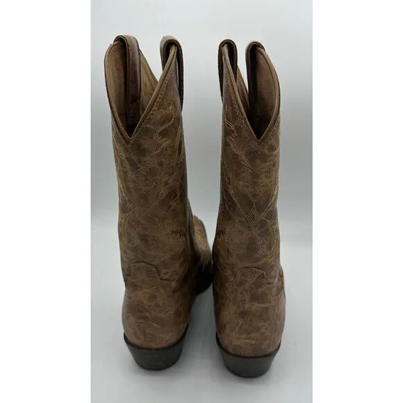 Justin 107JR Brown Leather Western Cowboy Boots Kids Size 5D