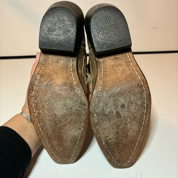Justin Bent Rail Distressed Leather Embroidered Cross Cowgirl Womens Boots 7.5 B