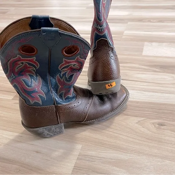 Justin Boots Brown and Blue Leather Boots