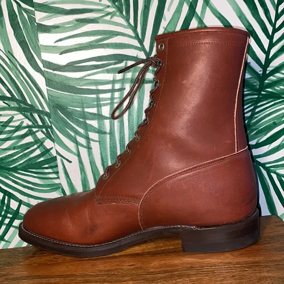 Justin Boots Brown Leather Roper Style 0518 Men’s 9 EE USA