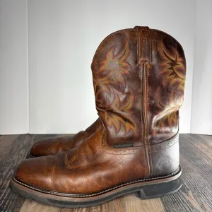 Justin Boots Mens 12 D Stampede Driller Waterproof Work Utility Leather Western