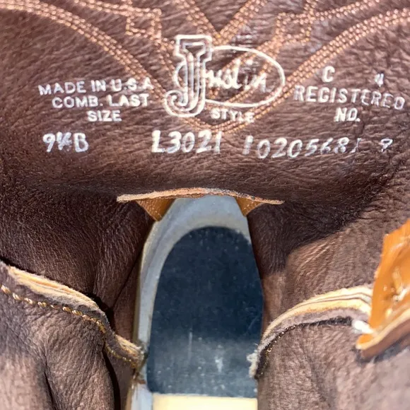 Justin Boots Vintage Cognac Exotic Ostrich Western Roper Boots L3021 9.5 B