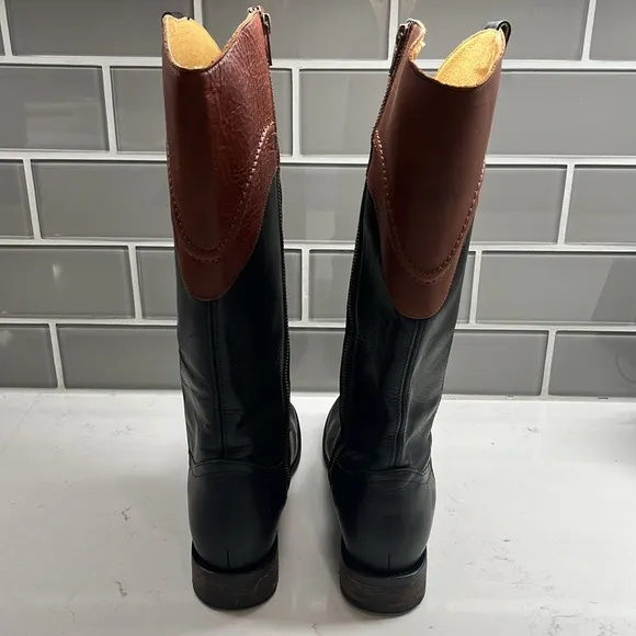 Justin Boots Womens Black Wizard Knee High Zip Up Leather boots Size 7 B MSL503