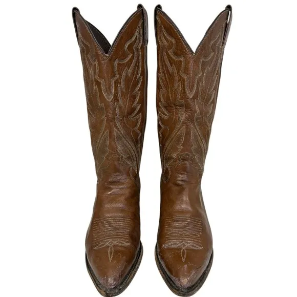 Justin‎ Elmer Western Cowboy Brown Leather Boots Size 6.5D