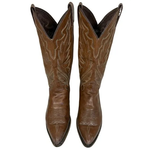 Justin‎ Elmer Western Cowboy Brown Leather Boots Size 6.5D