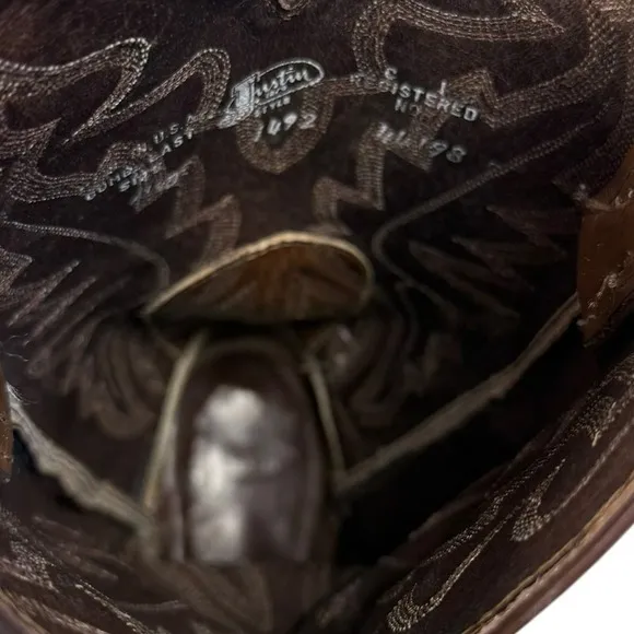 Justin‎ Elmer Western Cowboy Brown Leather Boots Size 6.5D