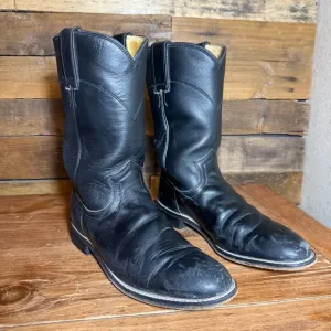 Justin L3703 Women's Size 7.5 Black Leather Roper Western Cowboy Boots