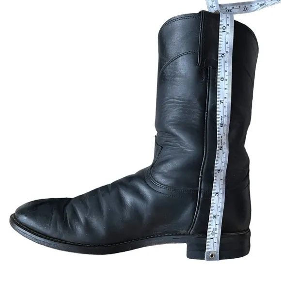 Justin Men's 10&quot; Corona Roper Black Leather Upper Western/ Cowboy Boots 3133