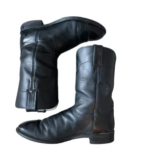 Justin Men's 10&quot; Corona Roper Black Leather Upper Western/ Cowboy Boots 3133