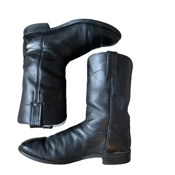 Justin Men's 10&quot; Corona Roper Black Leather Upper Western/ Cowboy Boots 3133