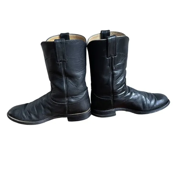Justin Men's 10&quot; Corona Roper Black Leather Upper Western/ Cowboy Boots 3133
