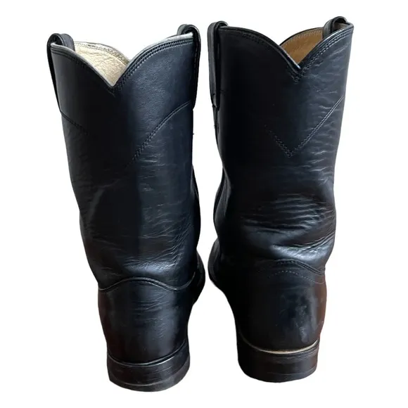 Justin Men's 10&quot; Corona Roper Black Leather Upper Western/ Cowboy Boots 3133
