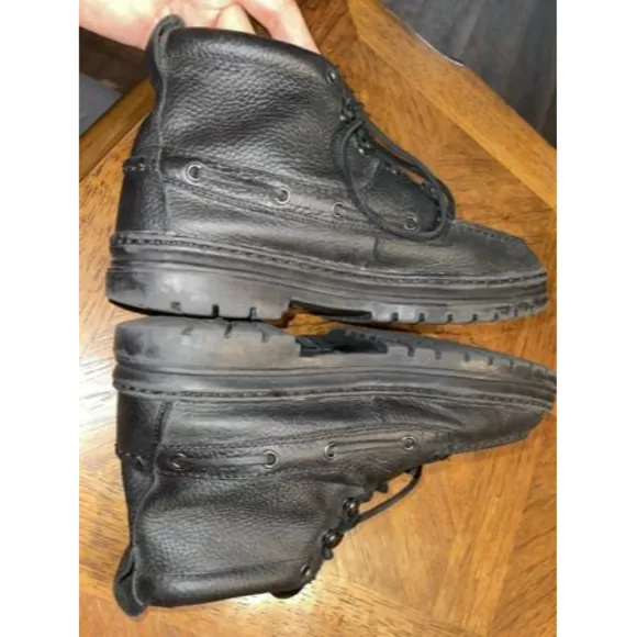 Justin Mens Black Leather Ankle Boots