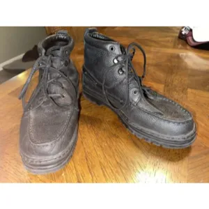 Justin Mens Black Leather Ankle Boots