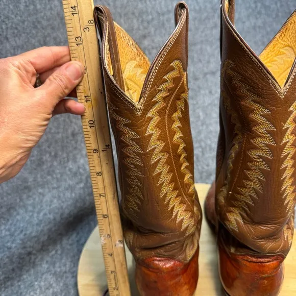 Justin Ostrich/Leather Cowboy Boots 9.5 B
