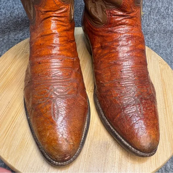 Justin Ostrich/Leather Cowboy Boots 9.5 B